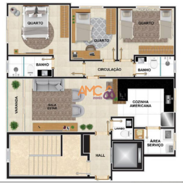 Apartamento com 3 qts, no Caiçaras AMC310 - Image 2